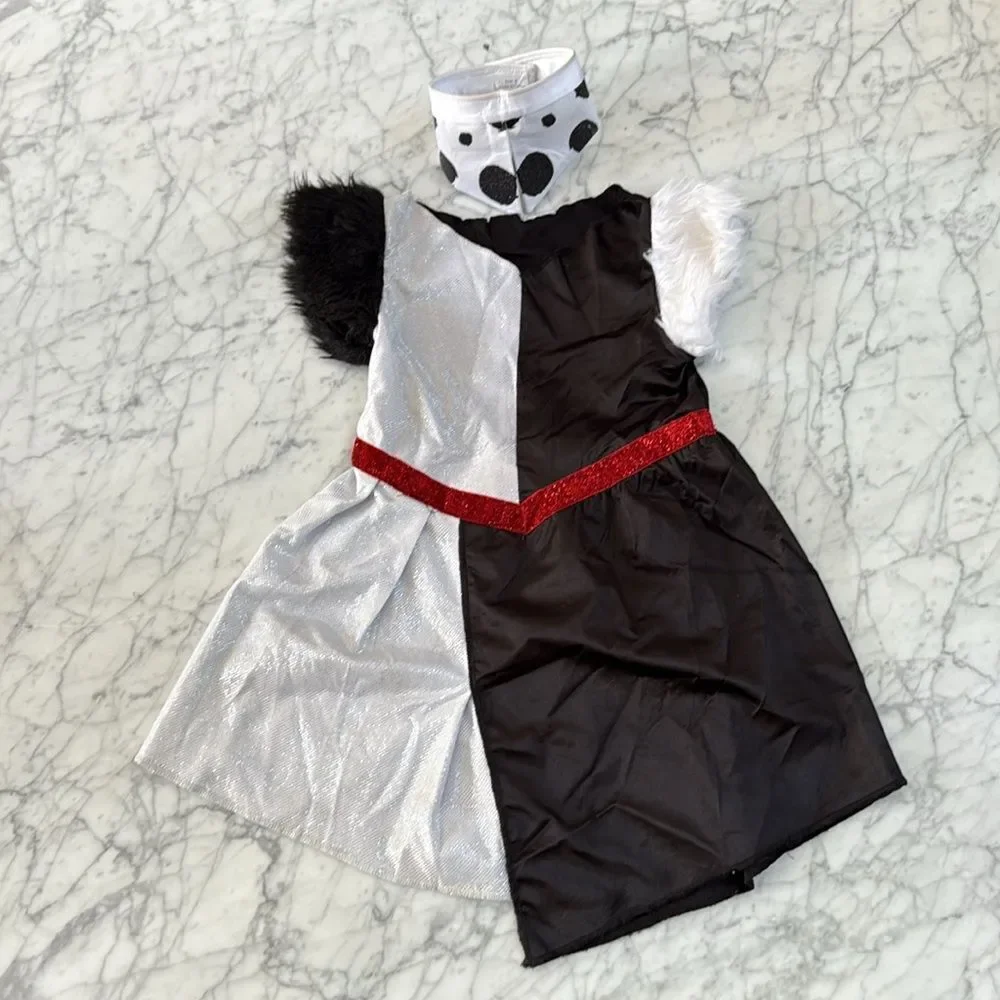 Disney Villain Cruella De Vil Halloween Costume Dress Child Medium 7/8 Dalmation